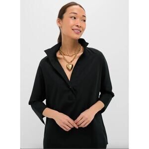 Tuckernuck Black V-Neck Collar Blouse